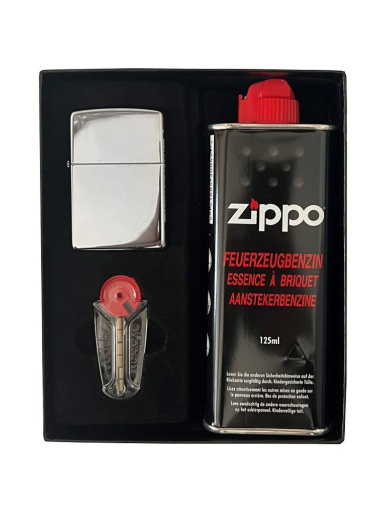 Geschenk Set mit Zippo chrom poliert