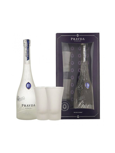 Vodka Pravda 40% 0,7 l + 2 Shots
