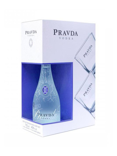 Vodka Pravda 40% 0,7 l  + 2 Gläser