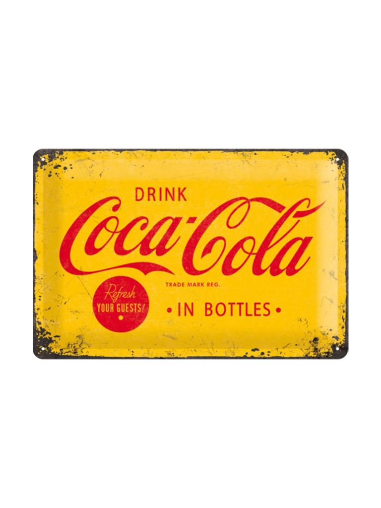 Blechschild 20x30 Coca-Cola yellow logo