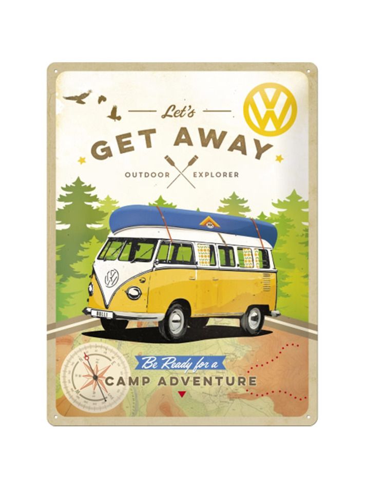 Blechschild 30x40 VW Let's Get Away