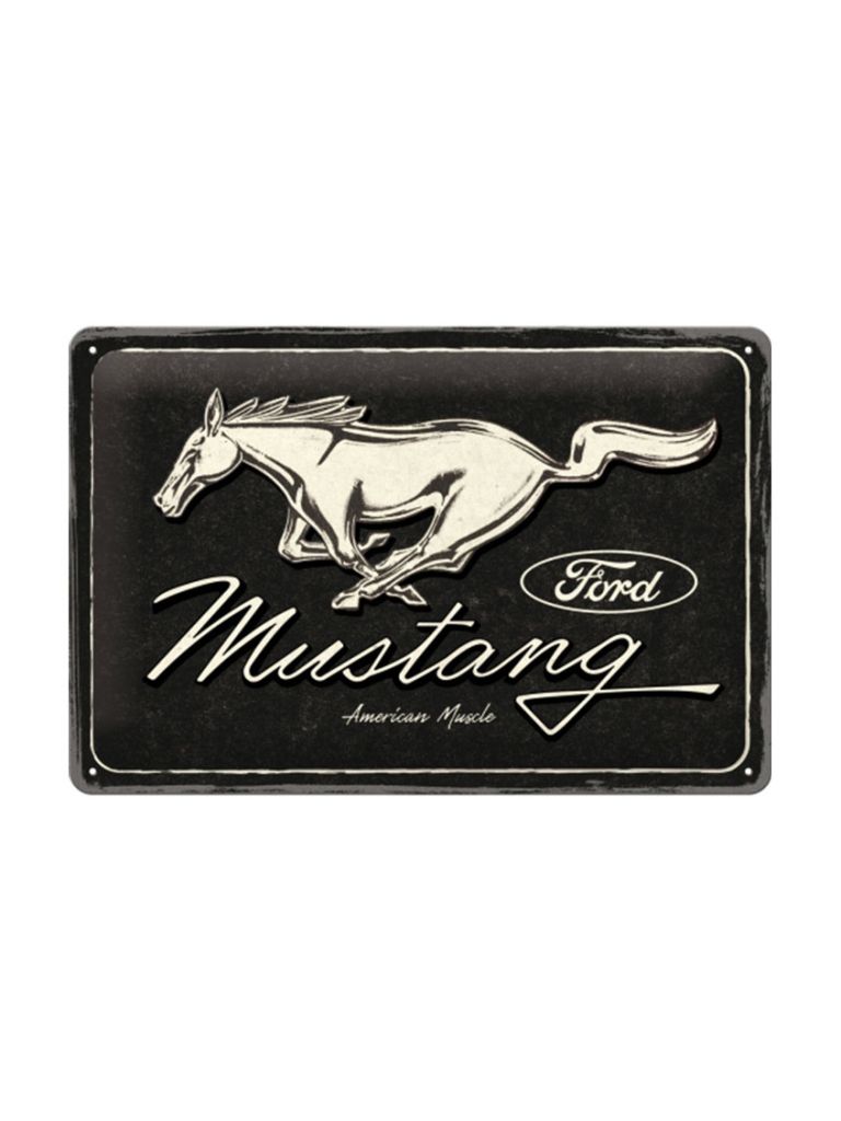 Blechschild 20x30 Ford Mustang (Horse Logo Black) 