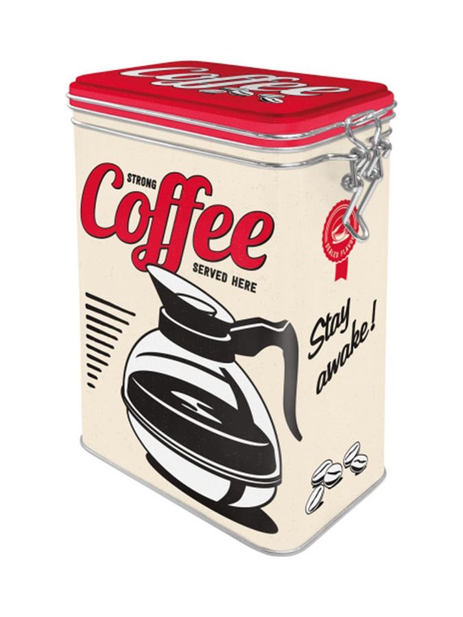 Blechdose mit Klip Strong Coffee Served Here