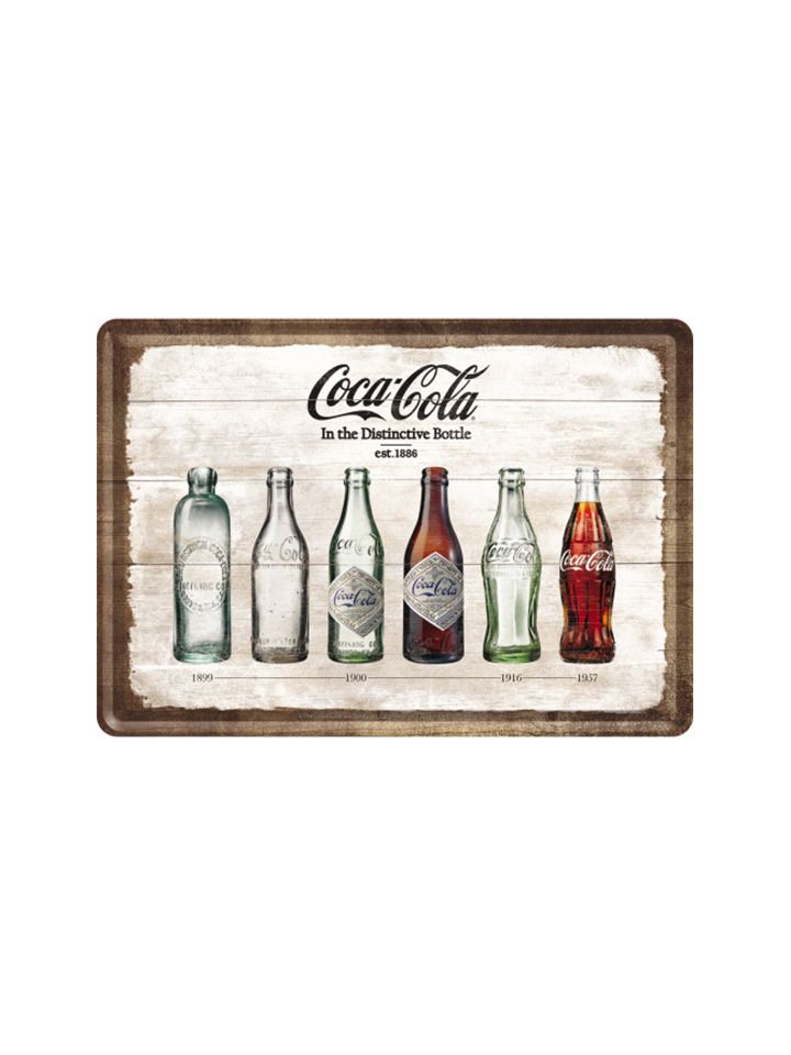 Blechschild Postkarte 10x14cm Coca-Cola (bottles)
