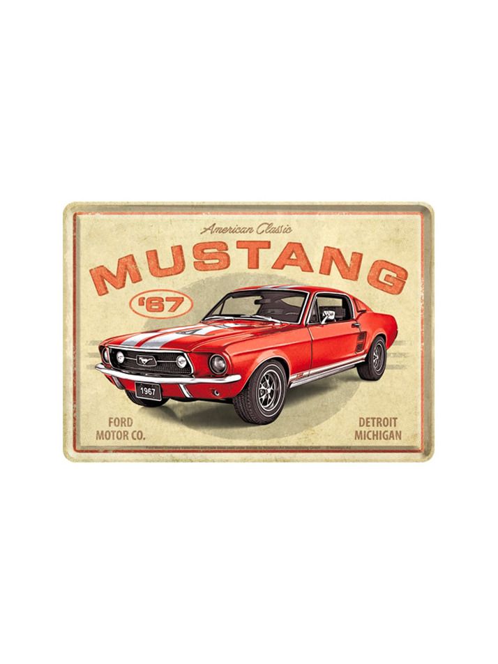 Blechschild Postkarte 10x14cm Ford Mustang GT 1967