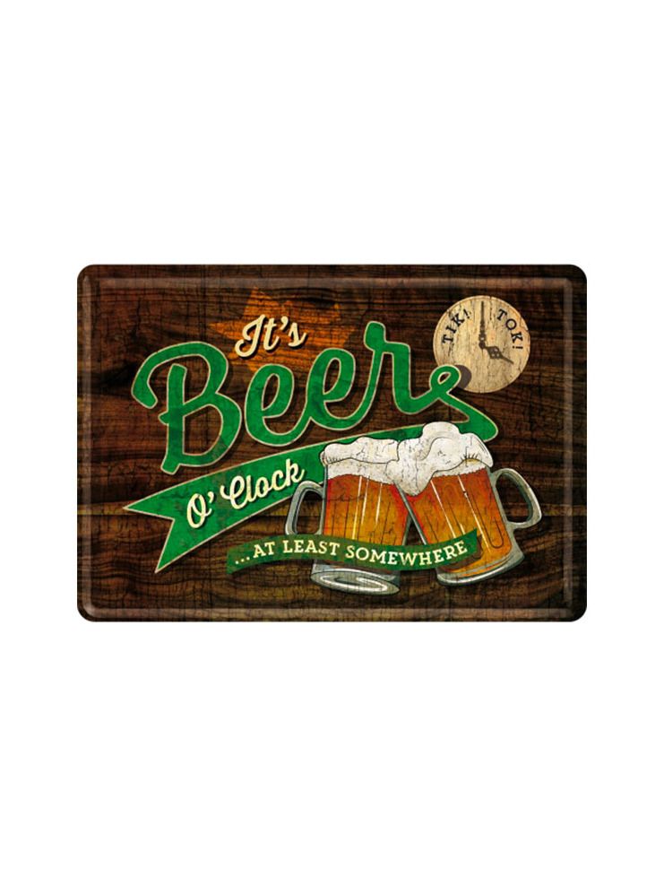 Blechschild Postkarte 10x14cm It's Beer O'clock