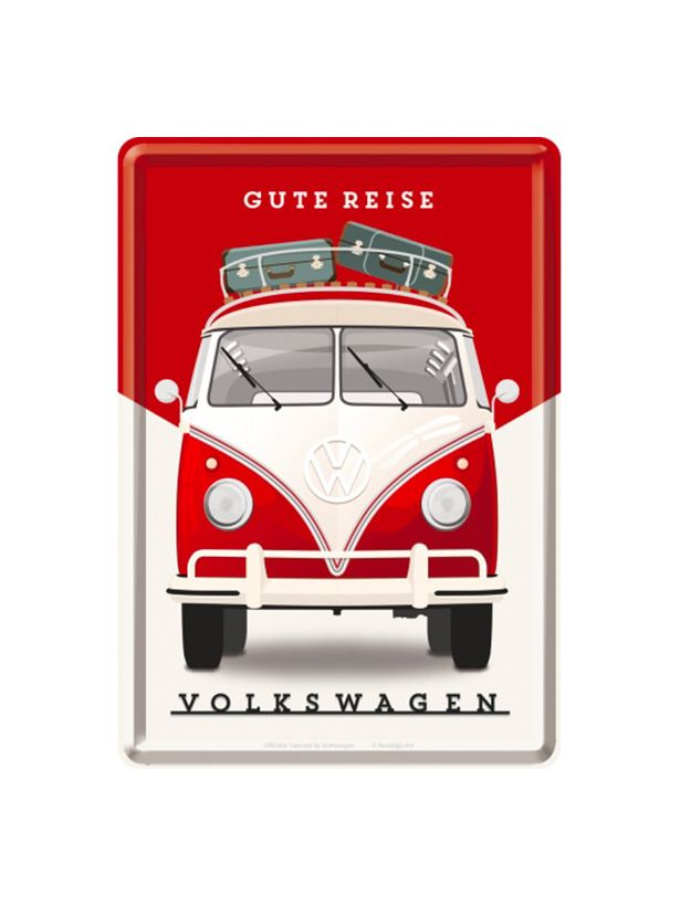 Blechschild Postkarte 10x14cm Volkswagen (Gute Reise)