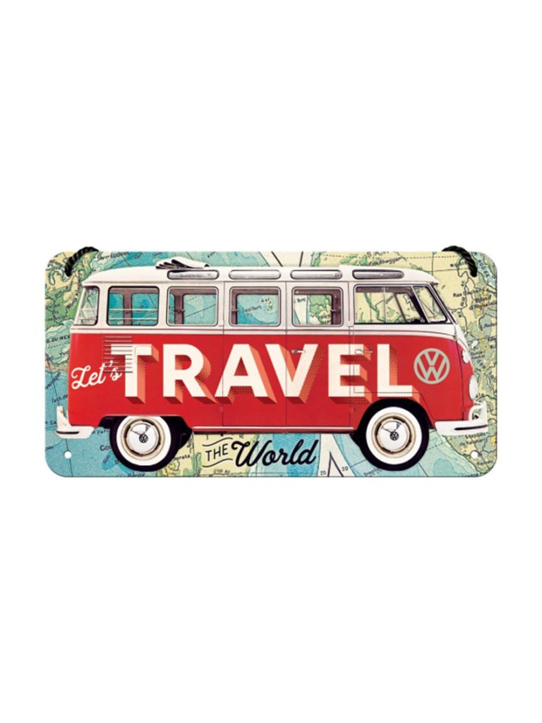 Hängeschild 10x20cm VW Bulli (Let's Travel The World) 