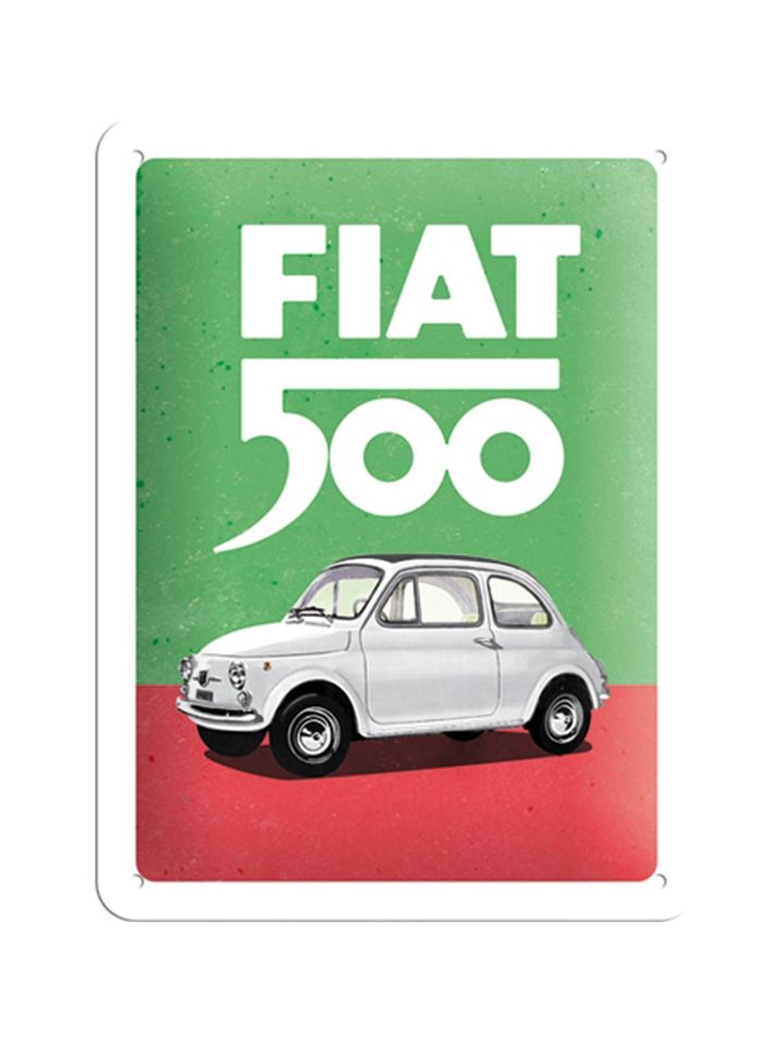 Blechschild 15x20 cm Fiat 500 (Italian Colours) 