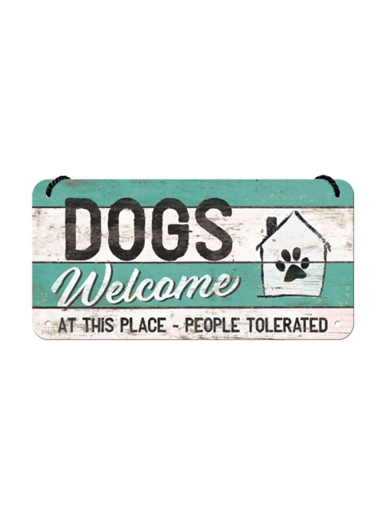 Hängeschild 10x20cm Dogs Welcome 