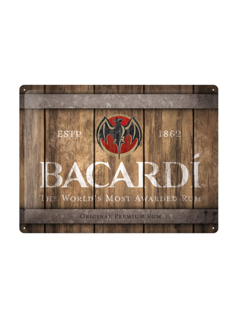 Blechschild 30x40cm  Bacardi (Wood Barrel Logo)
