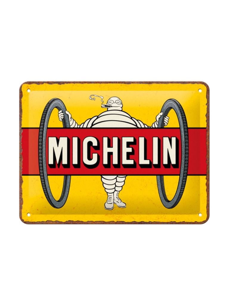 Blechschild 15x20 Michelin Tyres Bibendum Yellow