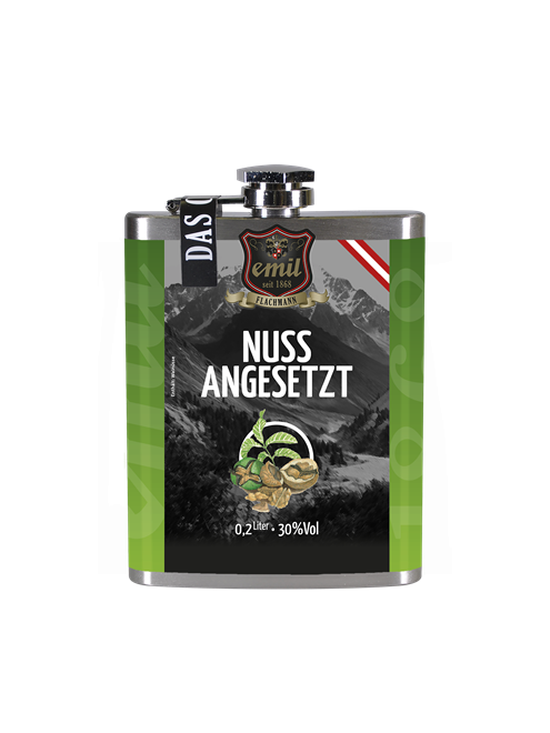 Emil Nuss Schnaps angesetzt 0,2l 30% Flachmann