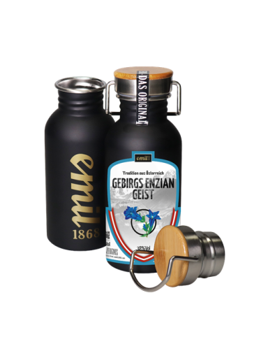 Emil Gebirgs Enzian Geist 0,5l 38% TÖ Edelstahl Kanne
