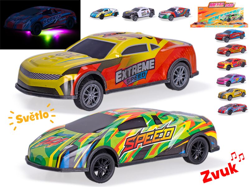 Rennwagen Metall 12,5cm mit Rückwärtsgang, batteriebetrieben, mit Licht und Sound