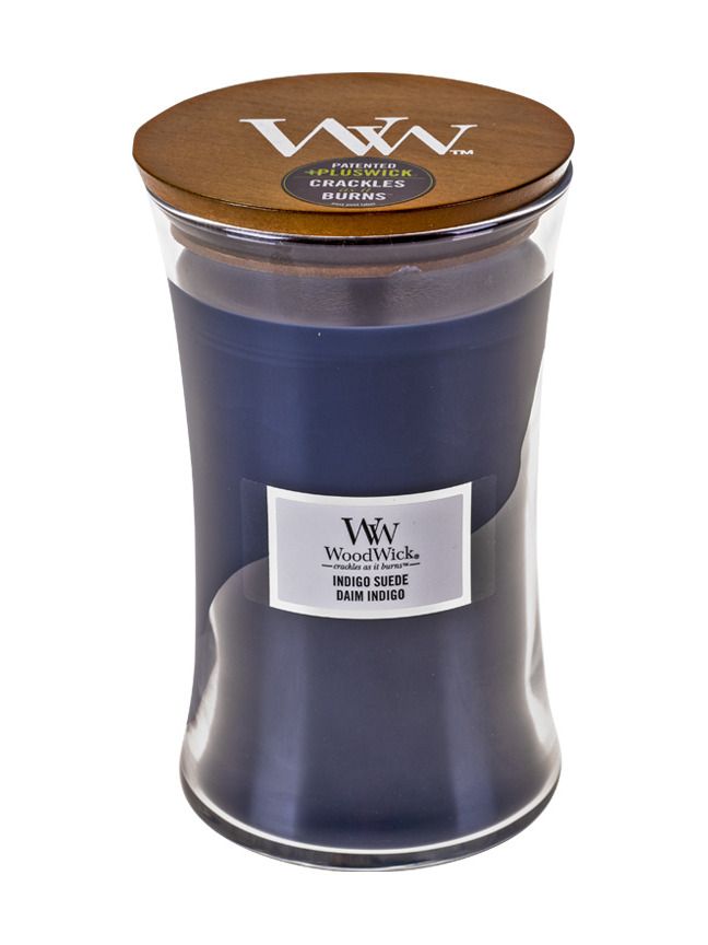 WoodWick Indigo Suede glass large