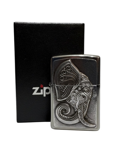 Zippo chrom geb. Plakette "Elephant Head" 2005710