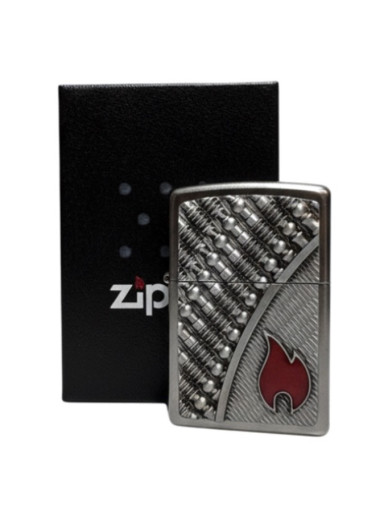 Zippo satin fin. Plakette "Ornament Flame Red" 2004757