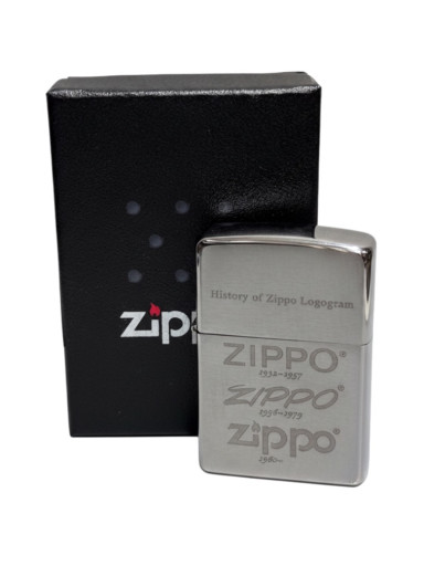 Zippo chrom geb.grav"History of Zippo Logos" 60000155