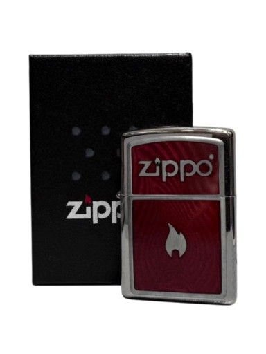 Zippo chrom pol. Plakette "Red 3D Flame" 2004535