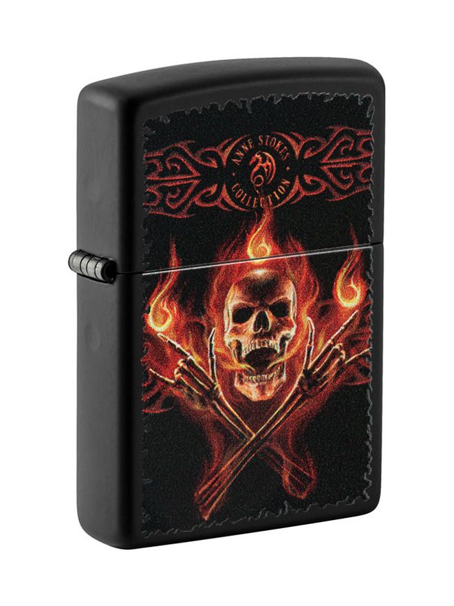 ZIPPO schwarz color "Anne Stoke Flaming Skull" 60006121