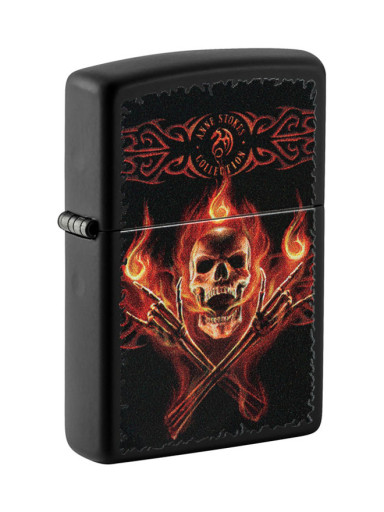 ZIPPO schwarz color "Anne Stoke Flaming Skull" 60006121